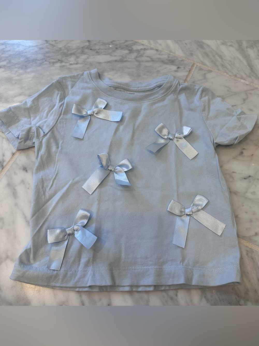 H&M Light Blue Bow-Accent Tee